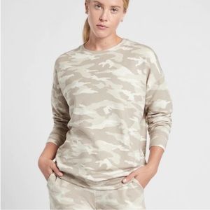 Athleta Studio to Street Printed Sweatshirt Oatmeal Camo Size Small - like new